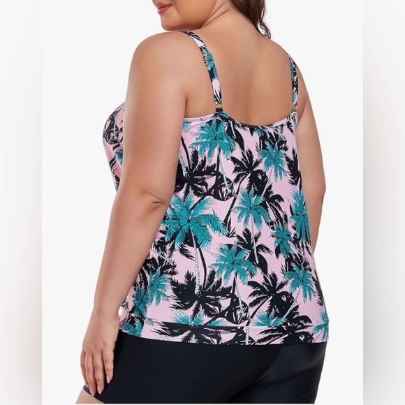 nwt-Ocean Blues 3Xl Plus Size Bandeau Tankini Boy short  Loose-Fitting Swimsuit - Picture 2 of 6